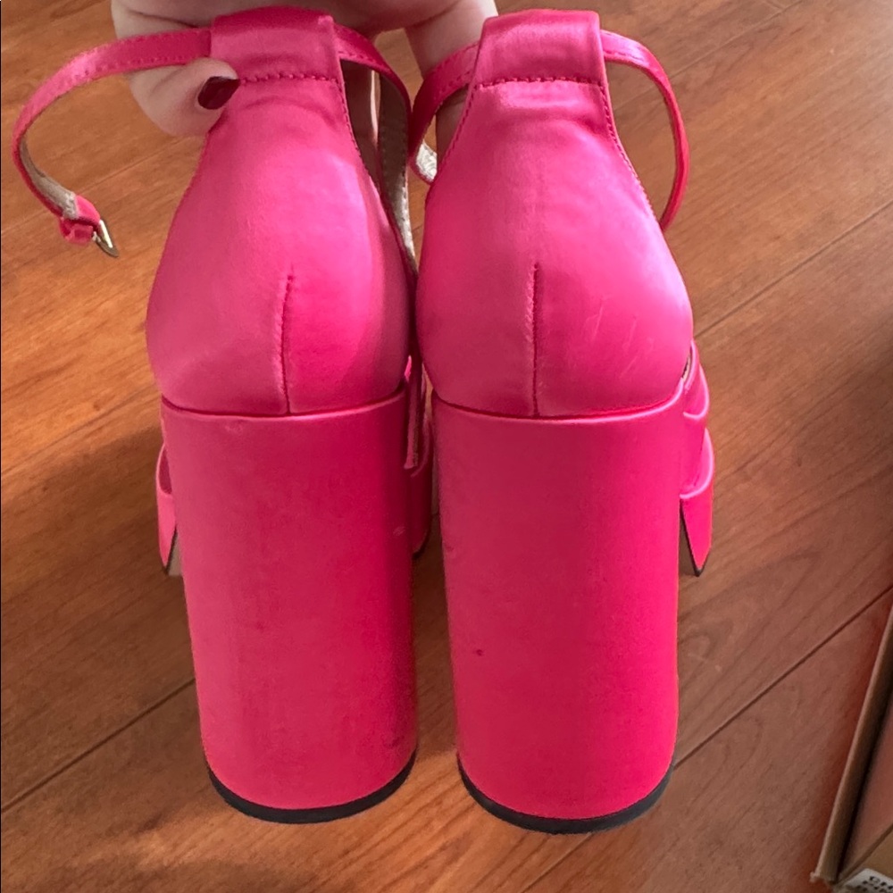 Steve Madden Charlize Hot Pink Satin Platforms - Picture 13 of 14